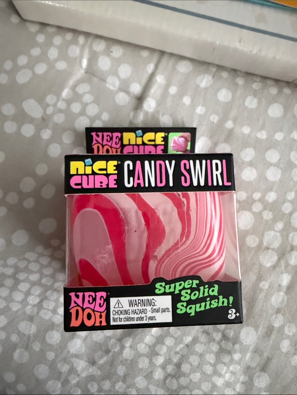 NeeDoh Nice Cube Candy Swirl Squish Toy - Pink NWT IOP authentic Christmas